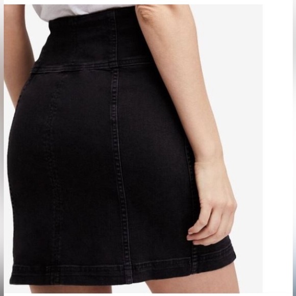Free People Modern Femme Black Stretch lace up Denim Corset Skirt - 4 - Picture 2 of 5